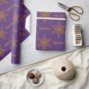 Papel De Regalo Elegancia de copo de nieve Navidades morados