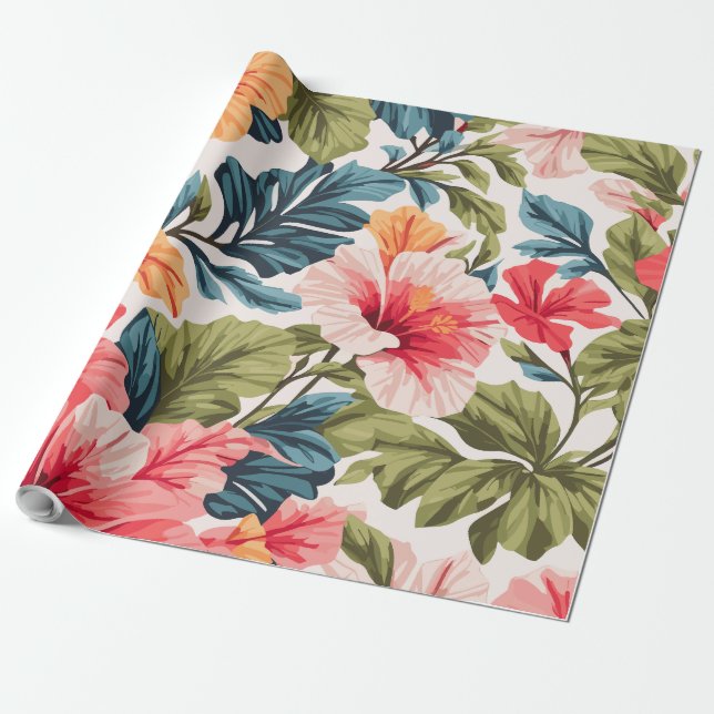 Papel De Regalo Elegancia de las flores tropicales de Hibiscus (Desenrollado)