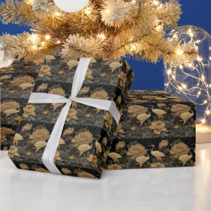 Papel De Regalo Elegancia de lujo peonía y grulla inspirada en Asi