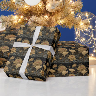 Papel De Regalo Elegancia de lujo peonía y grulla inspirada en Asi