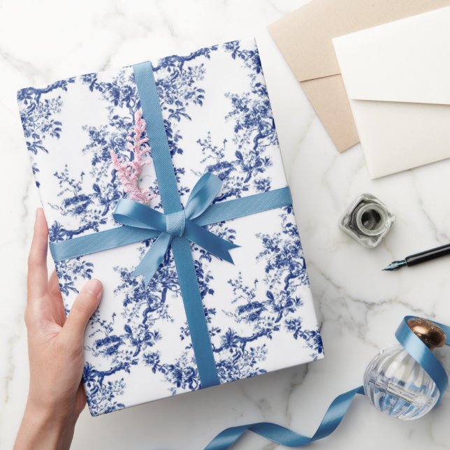 Papel De Regalo Elegancia de tela azul (Regalar)