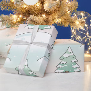 Papel De Regalo Elegancia del Bosque Congelado Diseños de Árbol de