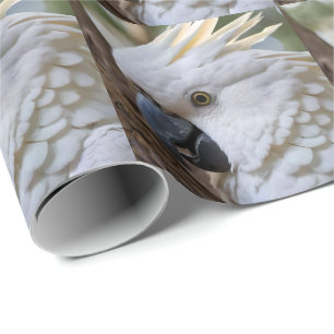 Papel De Regalo Elegancia en blanco: el majestuoso Cockatoo austra