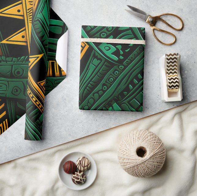 Papel De Regalo Elegancia Esmeralda Ankara - Ankara Verde Africano (Artesanía)
