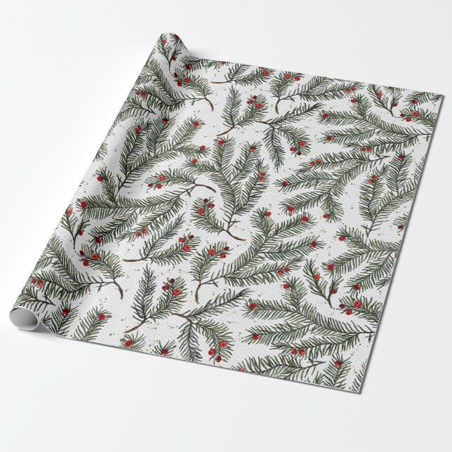 Papel De Regalo Elegancia Evergreen (Desenrollado)