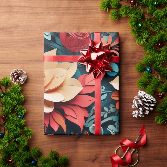 Papel De Regalo Elegancia floral festiva (Regalo de vacaciones)