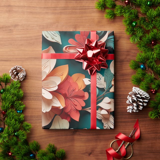 Papel De Regalo Elegancia floral festiva (Regalo de vacaciones)