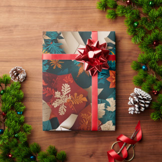 Papel De Regalo Elegancia floral geométrica festiva