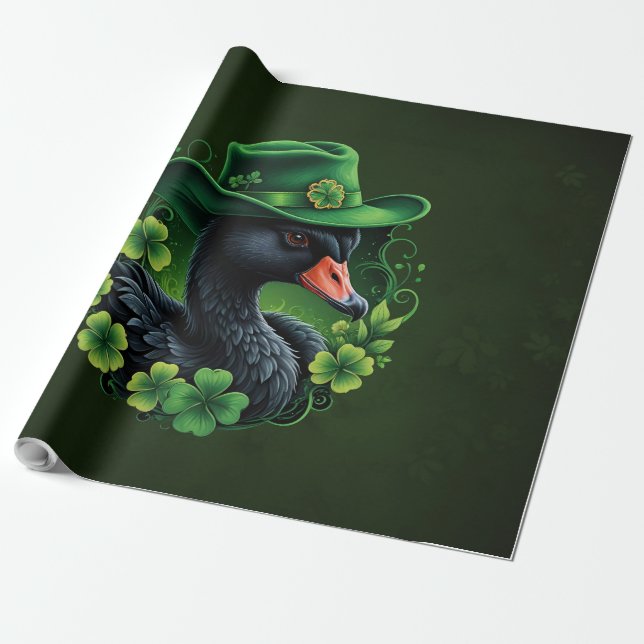 Papel De Regalo Elegancia irlandesa, el cisne negro de San Patrici (Desenrollado)