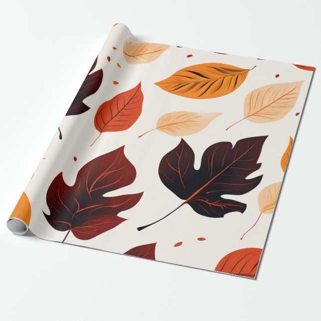 Papel De Regalo Elegancia Leafy: Hues Suaves Autumorales (Desenrollado)