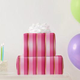 Papel De Regalo Elegancia lustrosa Berry rosa y rayas de oro