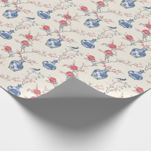 Papel De Regalo Elegancia oriental: porcelana azul y flores