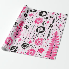 Papel De Regalo Elegancia tribal: rosa, negro y blanco