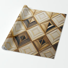 Papel De Regalo Elegant Art Deco Gold & Cream Geometric Mosaic