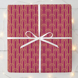 Papel De Regalo Elegant Art Deco Pattern Arches Pink Gold Chic