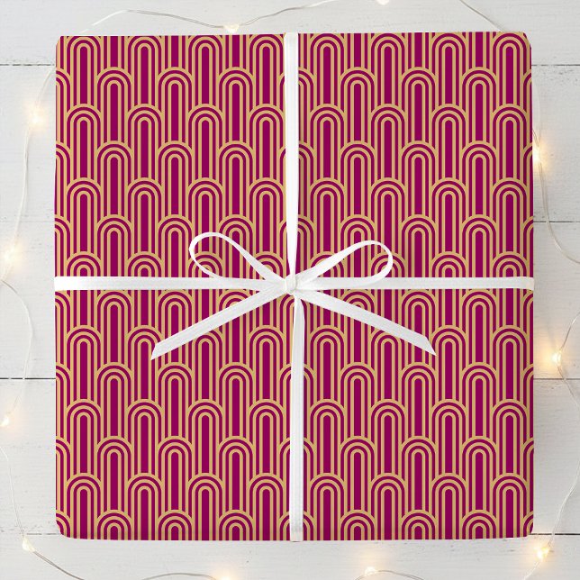 Papel De Regalo Elegant Art Deco Pattern Arches Pink Gold Chic (Subido por el creador)