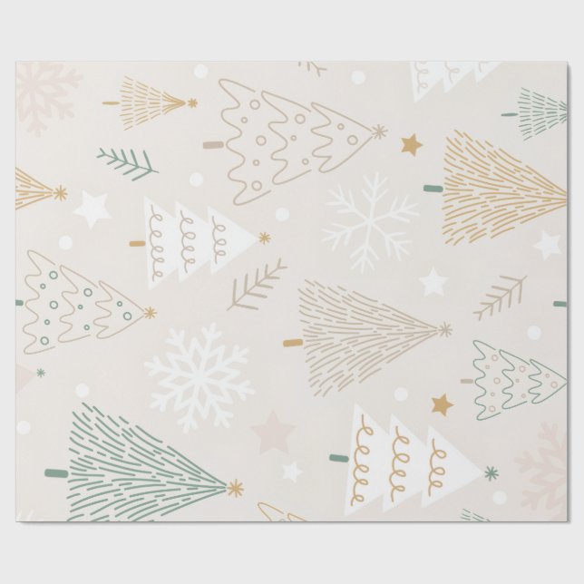 Papel De Regalo Elegant Beige Christmas Tree Gift Wrap (Superficie plana)