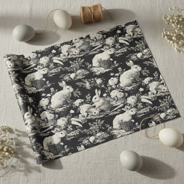 Papel De Regalo Elegant Black Toile Bunny Easter  (Subido por el creador)