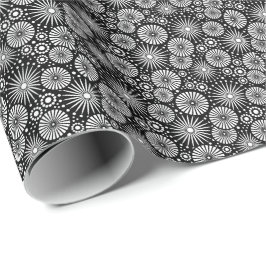 Papel De Regalo Elegant Black White Geometric Flowers Starburst