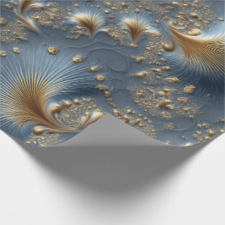 Papel De Regalo Elegant Blue and Gold Abstract Luxury Wrapping Pap