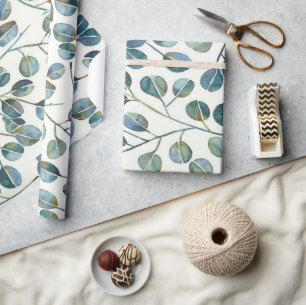 Papel De Regalo Elegant Blue Eucalyptus Watercolor