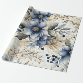 Papel De Regalo Elegant Blue & Gold Christmas Paper