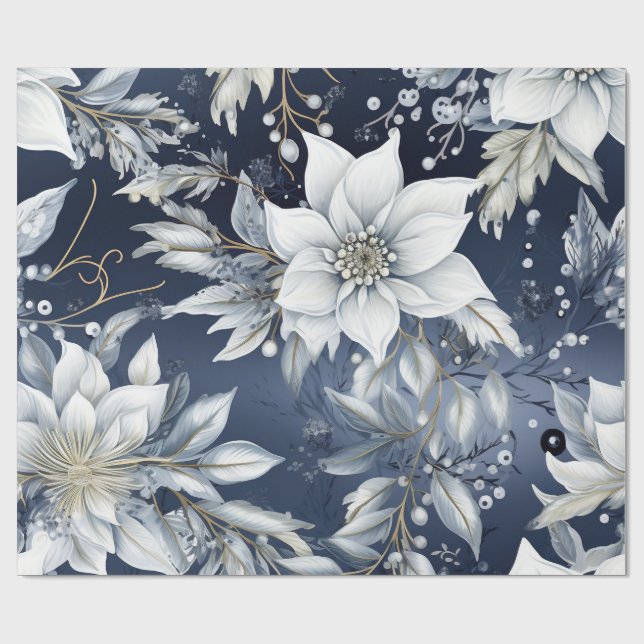 Papel De Regalo Elegant Blue & Gold Christmas Paper (Superficie plana)