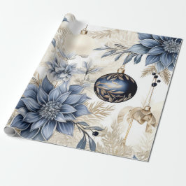 Papel De Regalo Elegant Blue & Gold Christmas Paper