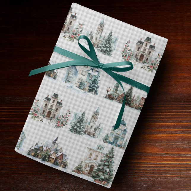 Papel De Regalo Elegant blue houses christmas winter pattern (Subido por el creador)