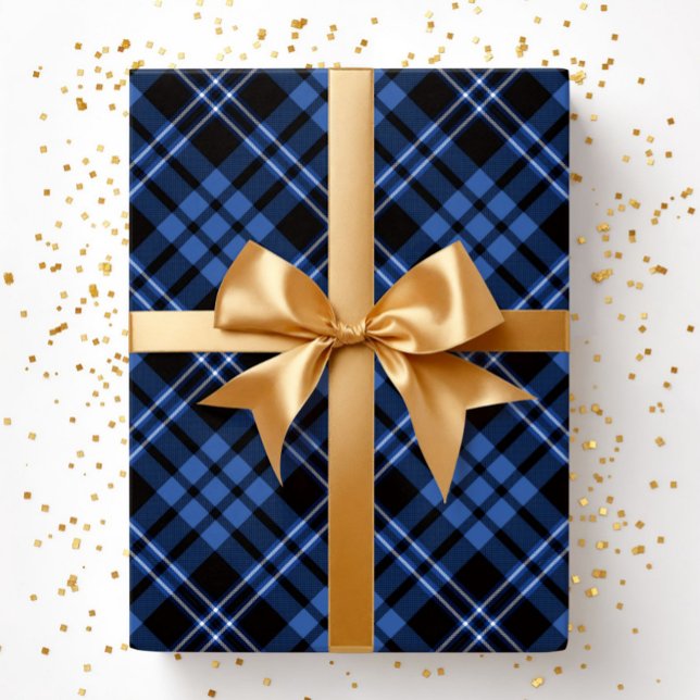 Papel De Regalo Elegant Blue Plaid Pattern (Elegant Blue Plaid Pattern Wrapping Paper)