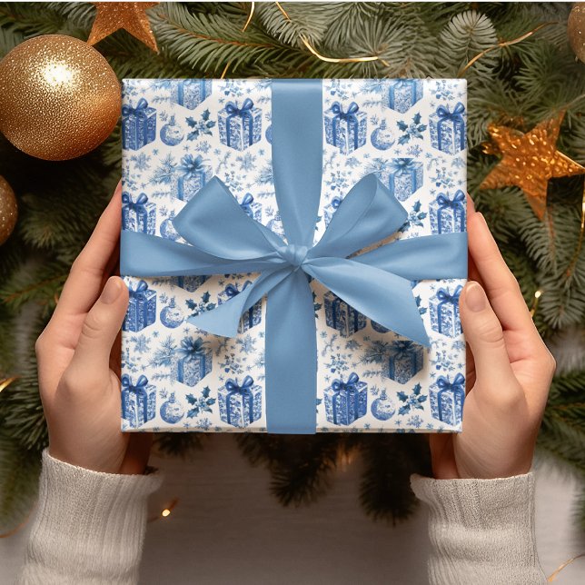 Papel De Regalo Elegant Blue & White Christmas Gift Wrapping Paper (Subido por el creador)
