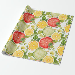 Papel De Regalo Elegant Botanical Citrus Fruit