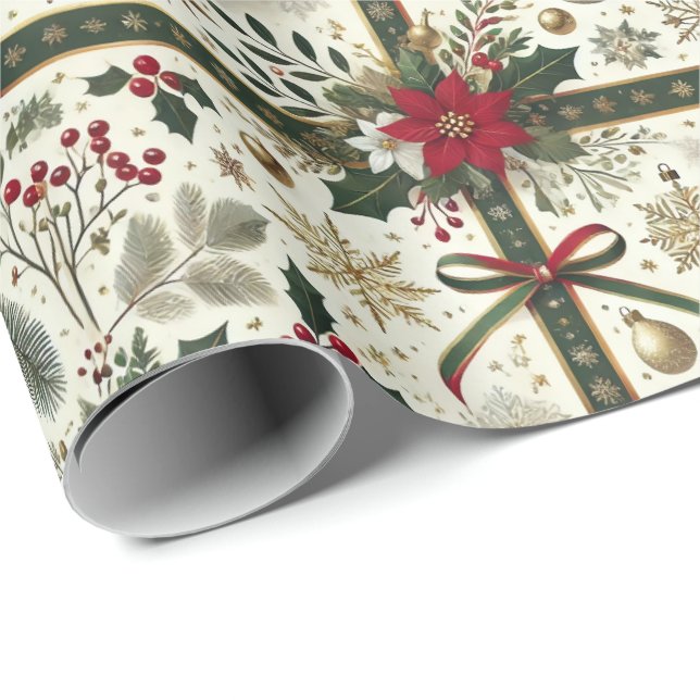 Papel De Regalo Elegant Christmas Gift Wrap with Snowflakes (Esquina del rollo)