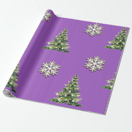 Papel De Regalo Elegant Christmas Tree & Snowflake Wrapping Paper