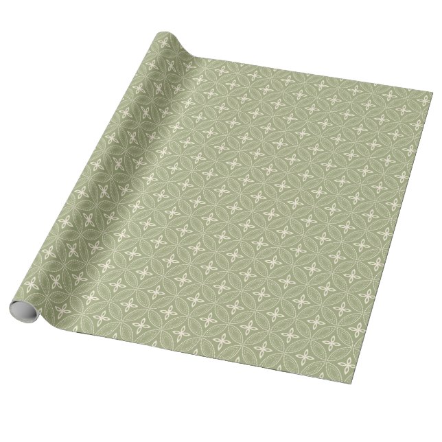 Papel De Regalo Elegant Circles on Sage Green Gift Wrap (Desenrollado)