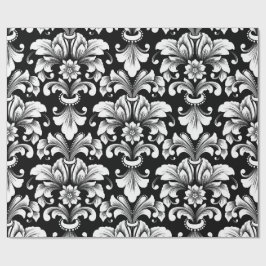 Papel De Regalo Elegant Damask black and white wrapping paper roll