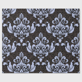 Papel De Regalo Elegant Damask blue and black wrapping paper roll