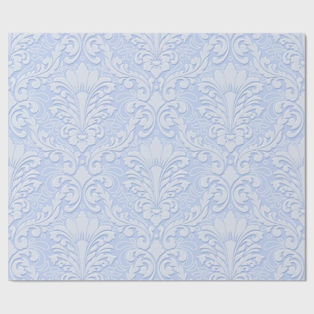 Papel De Regalo Elegant Damask light blue (Superficie plana)