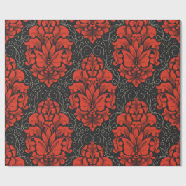Papel De Regalo Elegant Damask Red and black wrapping paper roll