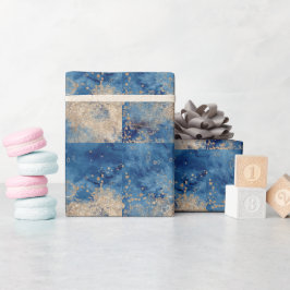 Papel De Regalo Elegant Dark Blue Gold Watercolor Wrapping Paper