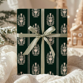 Papel De Regalo Elegant Dark Green Nutcracker 