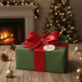 Papel De Regalo Elegant Deep Forest Green Christmas Gift Paper