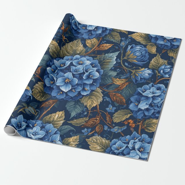 Papel De Regalo Elegant Faded Hydrangea Floral Pattern Decoupage (Desenrollado)