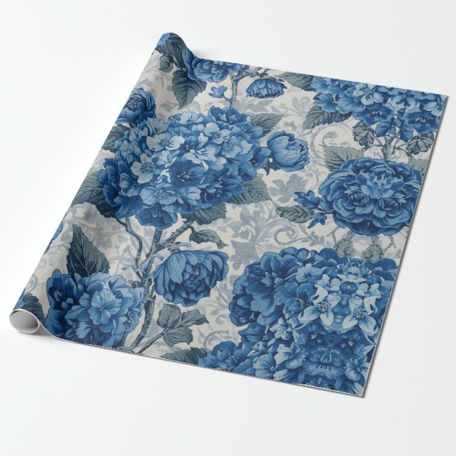 Papel De Regalo Elegant Faded Hydrangea Floral Pattern Decoupage (Desenrollado)