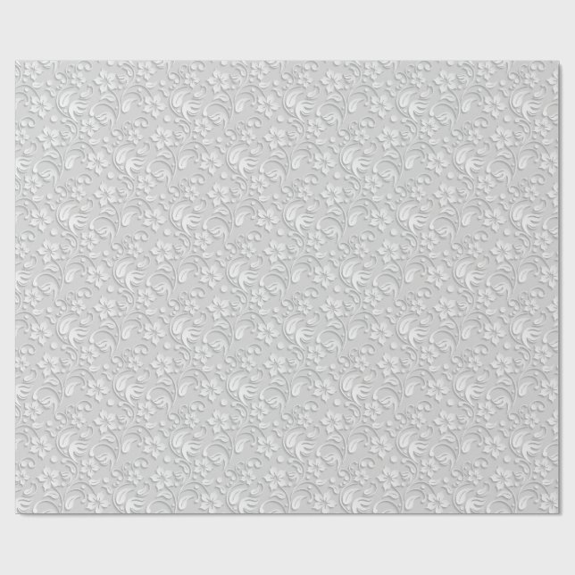 Papel De Regalo Elegant flowers light grey wrapping paper roll (Superficie plana)