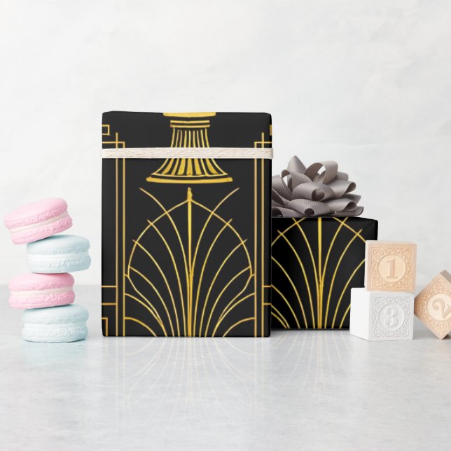 Papel De Regalo Elegant gold black gatsby (Baby Shower)