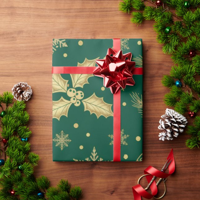 Papel De Regalo Elegant Gold Christmas Seamless Pattern – Luxury H (Regalo de vacaciones)