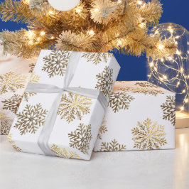 Papel De Regalo Elegant Gold Snowflakes Pattern Happy New Year