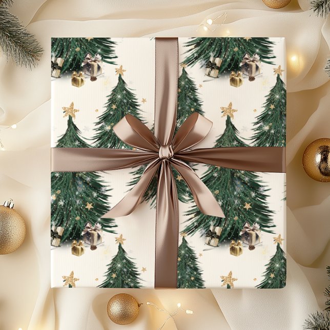 Papel De Regalo Elegant Gold Sparkling Christmas Tree (Subido por el creador)