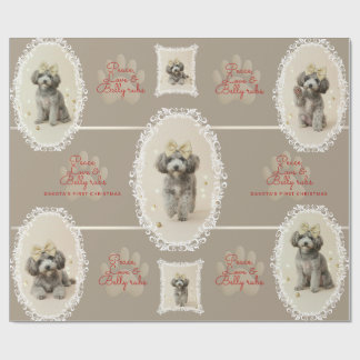 Papel De Regalo Elegant Holiday Puppy Wrapping Paper (Customize)